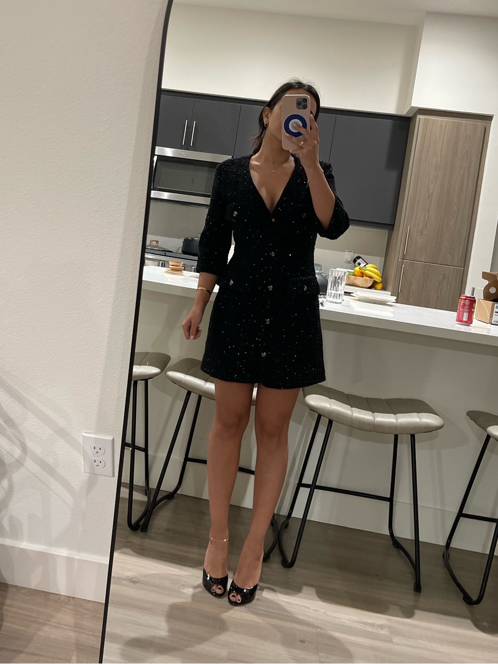 Maje Rollysama Black Tweed Dress